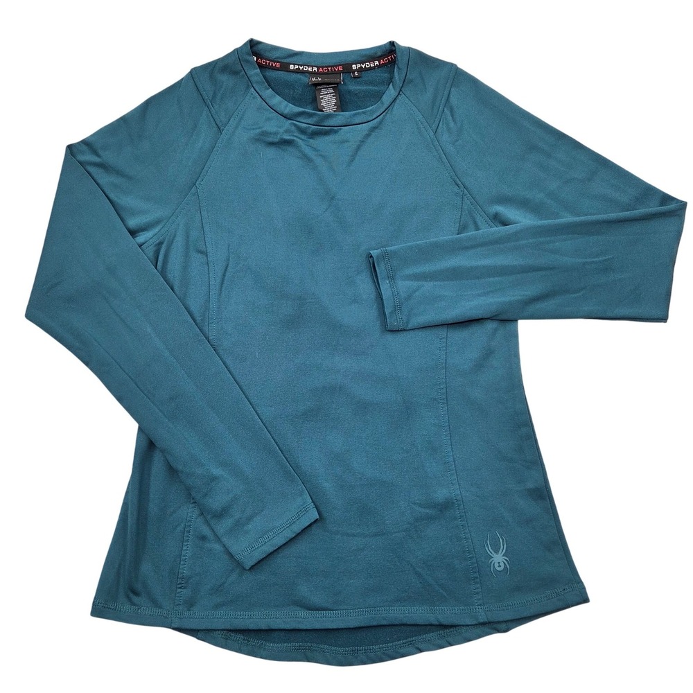 Spyder Active Long Sleeve Shirt Athletic Training Top Teal Green‎ Mens Small